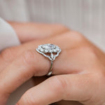 1.85 CT Oval Art Deco Halo Moissanite Engagement Ring 4