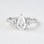 1.52 CT Pear Cut Cluster Moissanite Engagement Ring 1