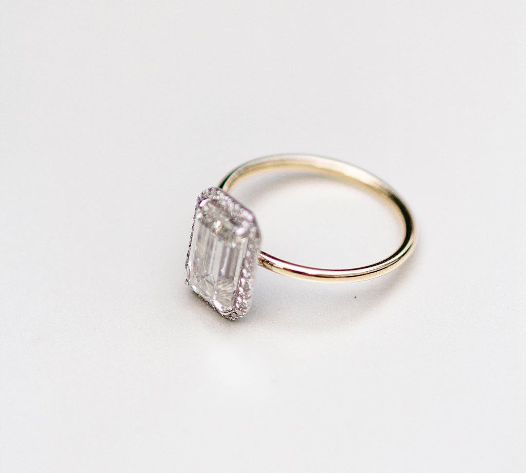 3.0 CT Emerald Halo Moissanite Engagement Ring 2