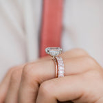 3.50 CT Emerald Solitaire Hidden Halo Moissanite Engagement Ring With 2