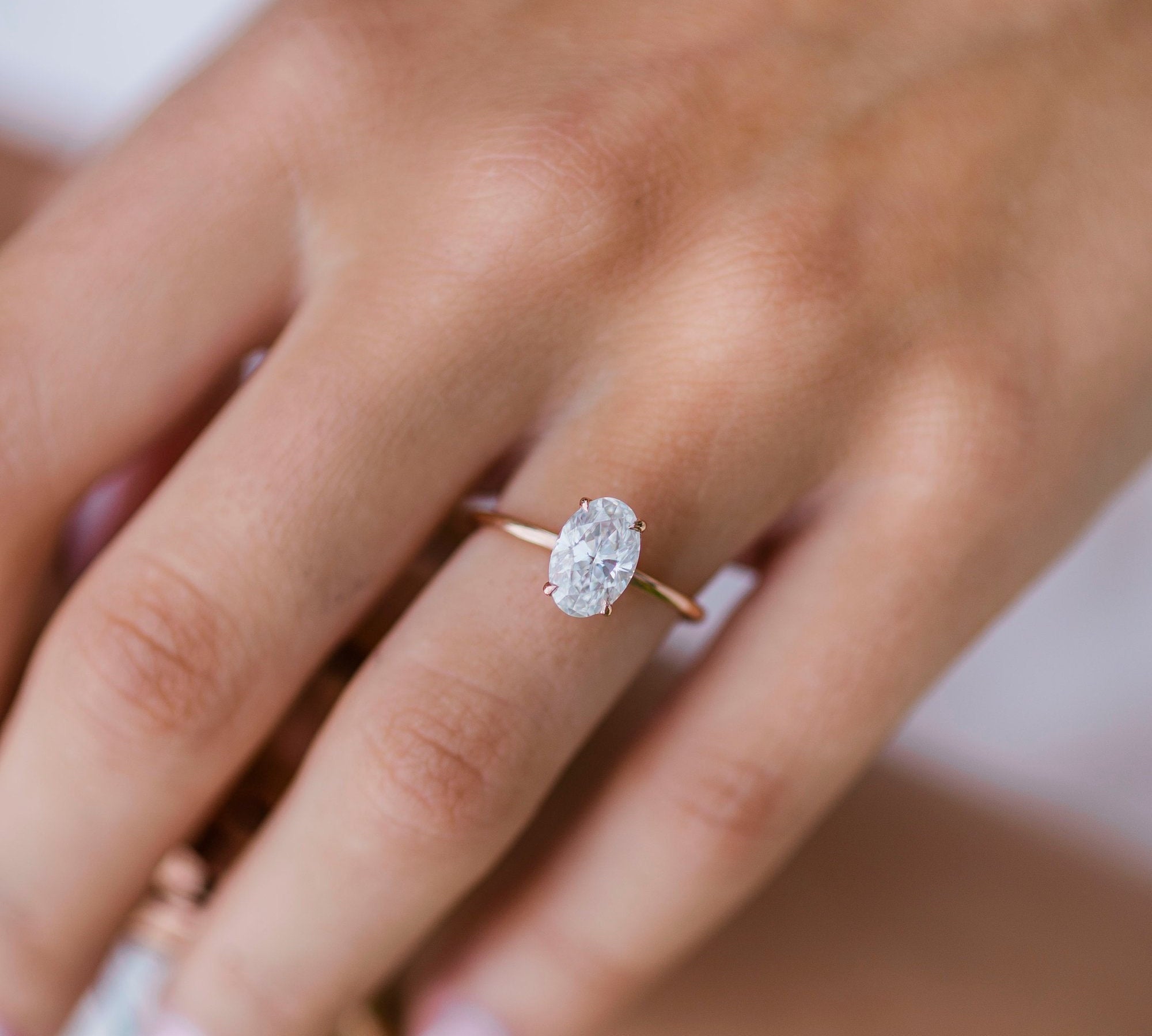 1.85 CT Oval Solitaire Moissanite Engagement Ring 2