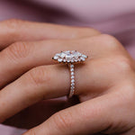3.50 CT Oval Cluster Halo & Pave Moissanite Engagement Ring 2