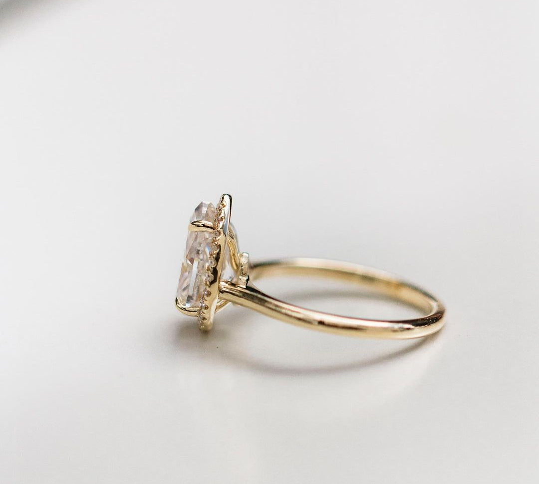 2.35 CT Pear Halo Moissanite Engagement Ring 3