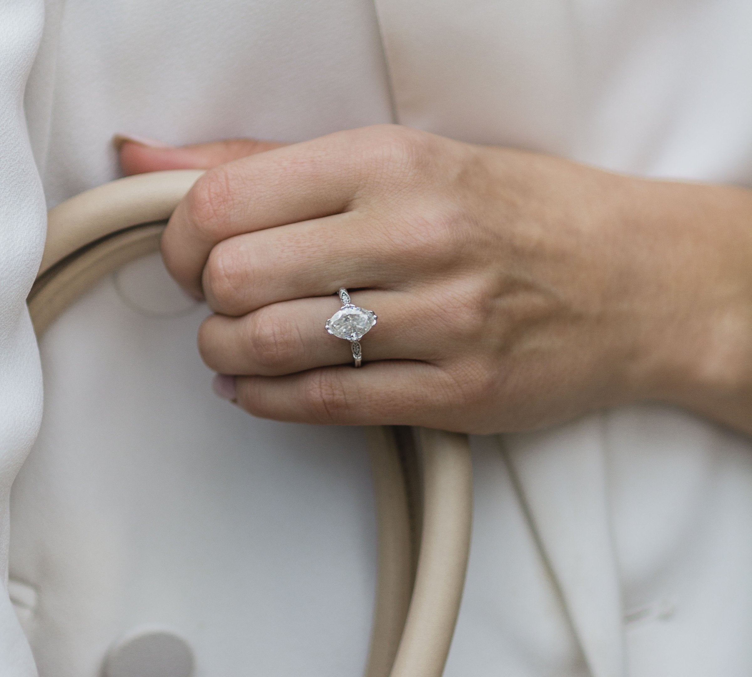 2.10 CT Oval Solitaire Moissanite Engagement Ring 2