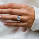 4.65 CT Cushion Solitaire Hidden Halo Moissanite Engagement Ring 1