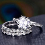 1.0 CT Round Cut Solitaire Moissanite Bridal Ring Set 4