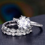1.0 CT Round Cut Solitaire Moissanite Bridal Ring Set 4