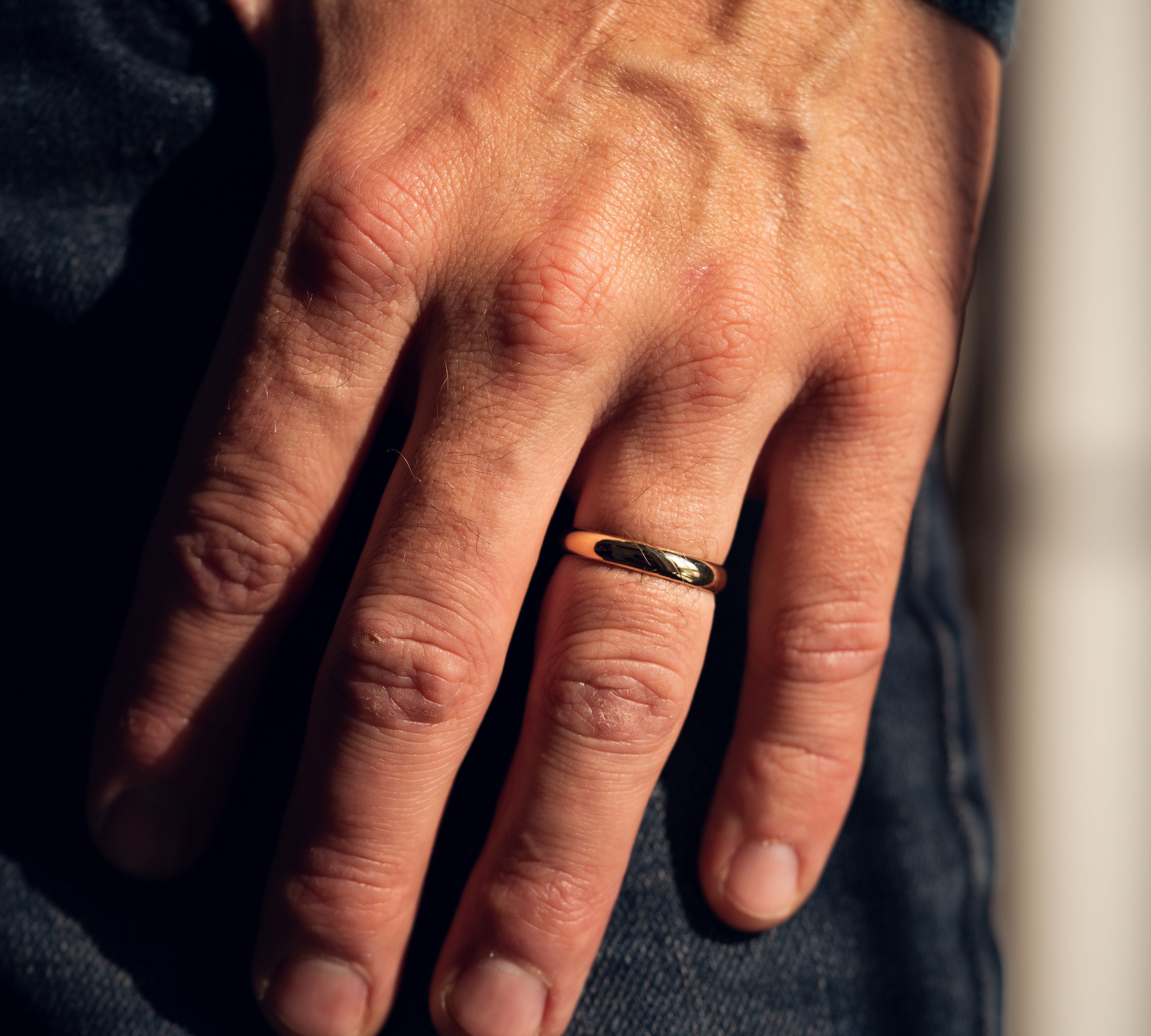 Polished Finish Classic Men's Gold Wedding Band 2