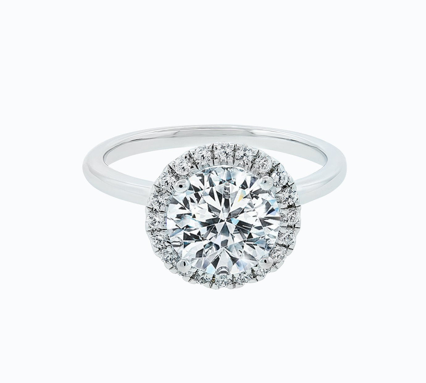 2.0 CT Round Shaped Moissanite Halo Engagement Ring 1