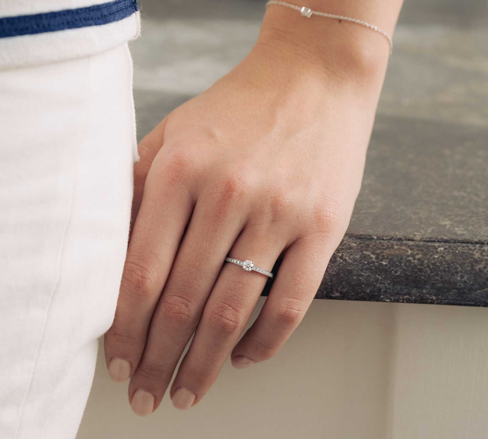 0.25 CT Round Shaped Moissanite Pave Setting Engagement Ring 2