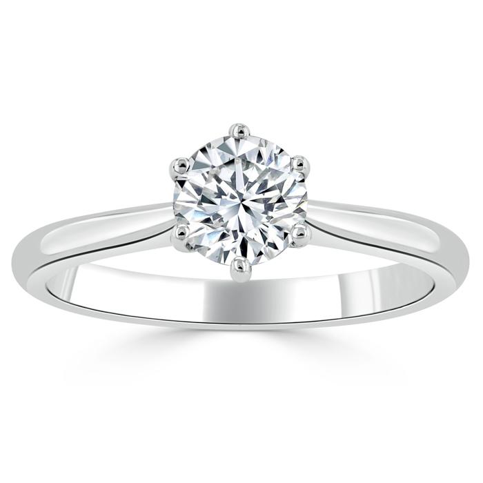 0.75 CT Round Cut Solitaire Moissanite Engagement Ring 4