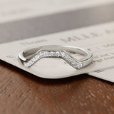 0.10 CT Round Shaped Moissanite Curved Wedding Band 5