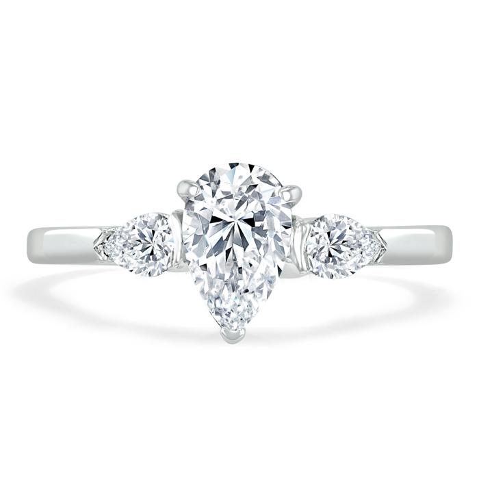 1.0 CT Pear Cut Moissanite Three Stone Engagement Ring 1