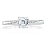 0.75 CT Asscher Cut Solitaire Moissanite Engagement Ring 1