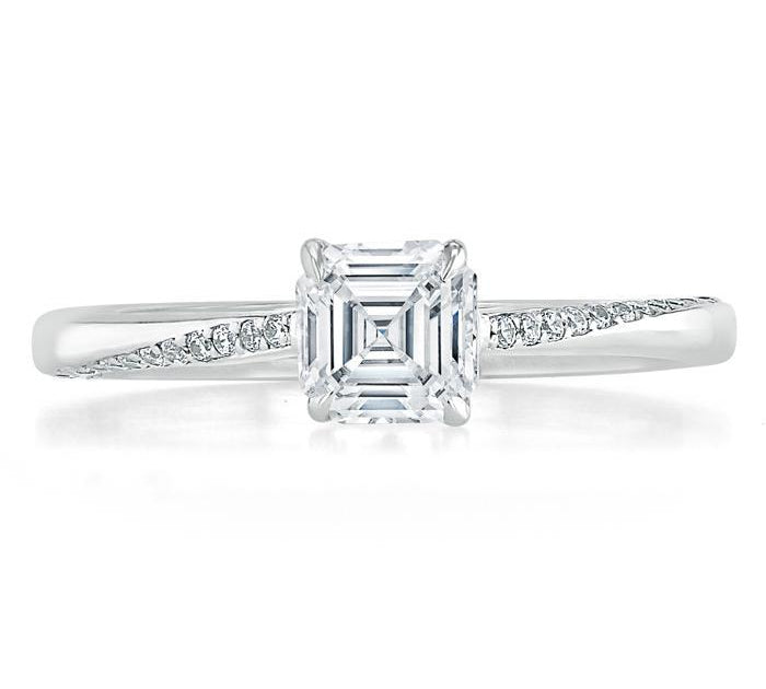 0.75 CT Asscher Cut Solitaire Moissanite Engagement Ring 1