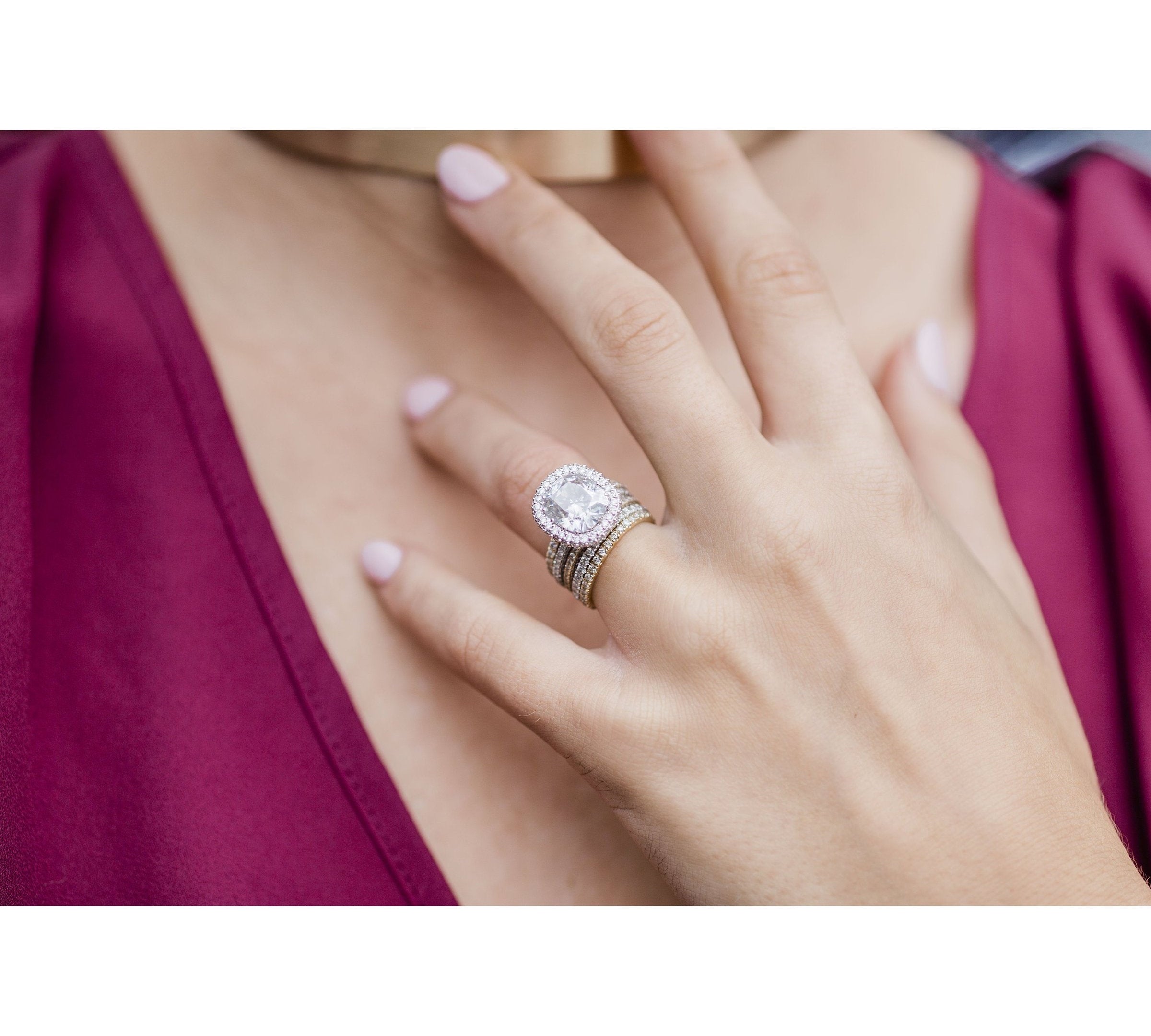 3.60 CT Cushion Halo & Pave Moissanite Engagement Ring 2