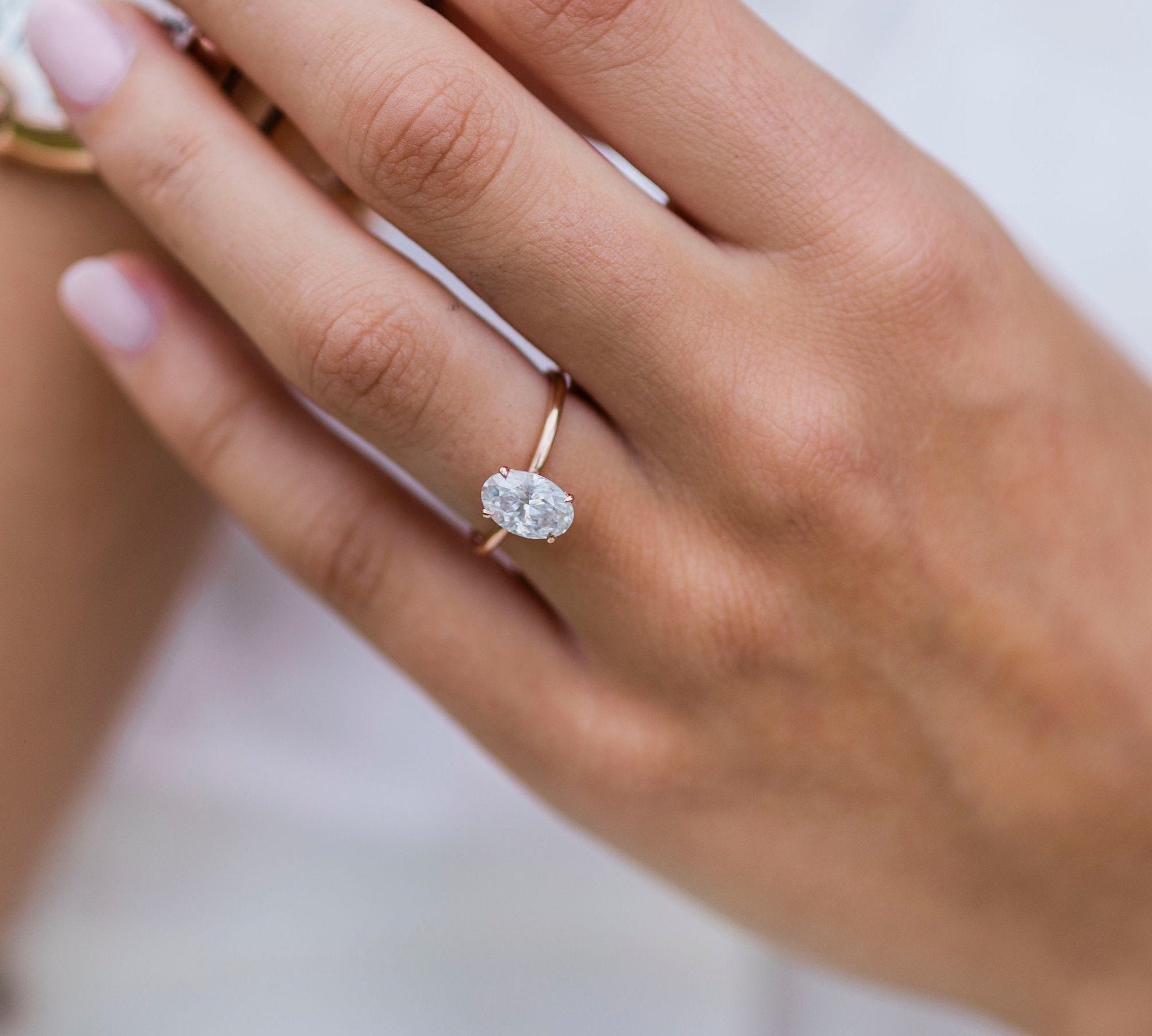 1.85 CT Oval Solitaire Moissanite Engagement Ring 3