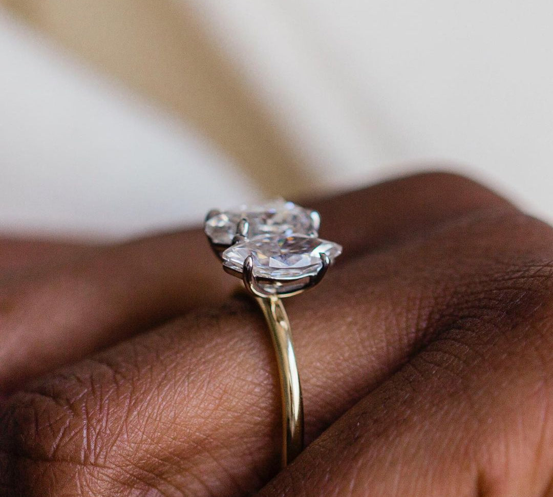 3.45 CT Pear & Marquise Two Stone Moissanite Engagement Ring 3