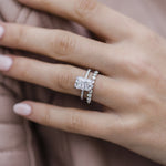 2.70 CT Radiant Solitaire Hidden Halo & Pave Moissanite Engagement Ring 4
