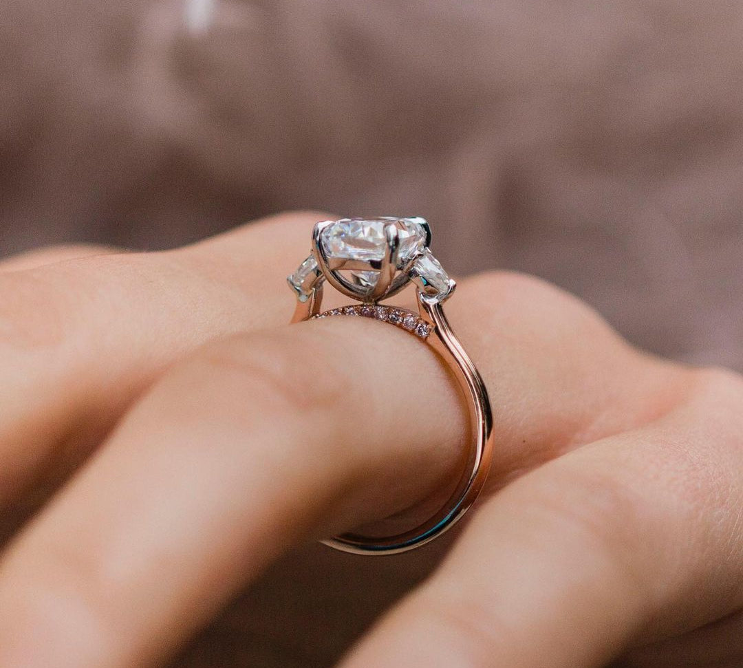 2.20 CT Cushion Three Stone Moissanite Engagement Ring 2