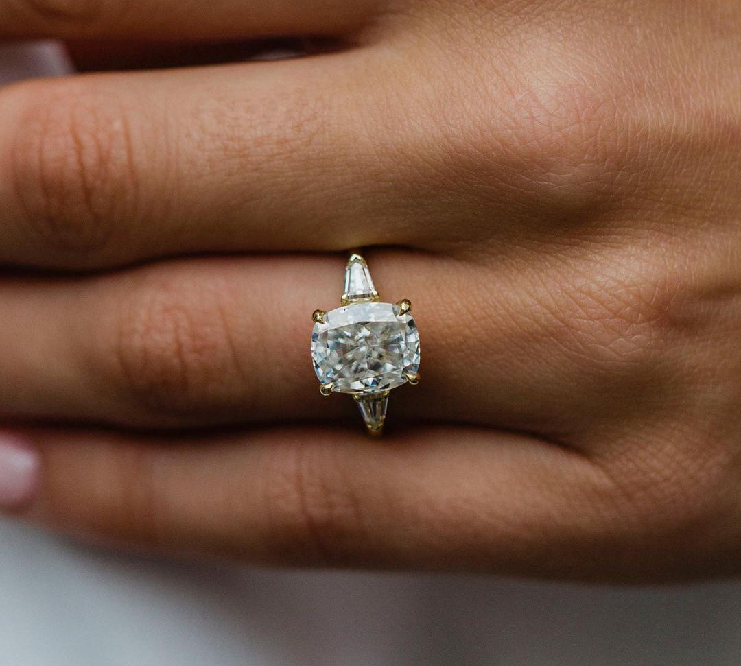 3.15 CT Cushion Three Stone Moissanite Engagement Ring 1