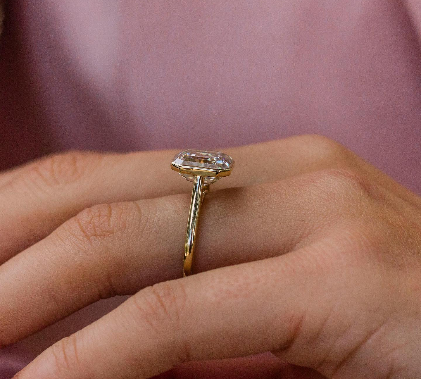 4.0 CT Asscher Solitaire Bezel Moissanite Engagement Ring 2