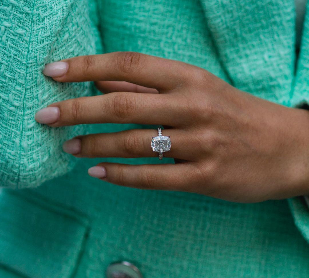 4.70 CT Cushion Hidden Halo & Pave Moissanite Engagement Ring 2