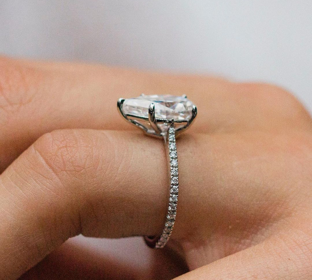 4.10 CT Pear Solitaire Pave Moissanite Engagement Ring 2