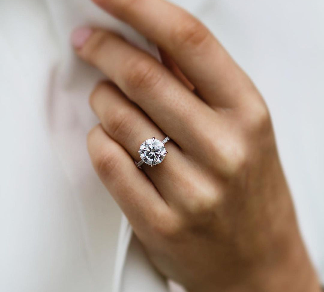 3.10 CT Round Solitaire Pave Moissanite Engagement Ring 3