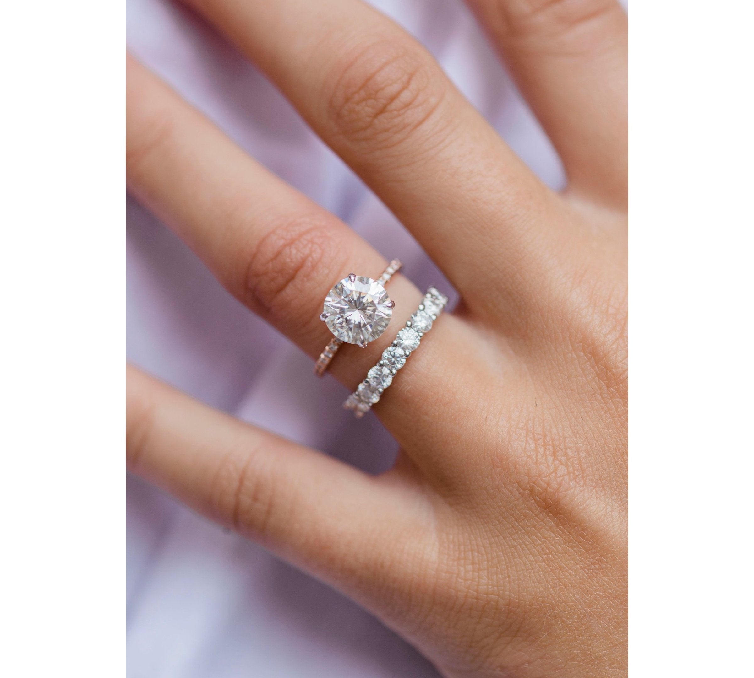 2.10 CT Round Solitaire Hidden Halo & Pave Moissanite Engagement Ring 2