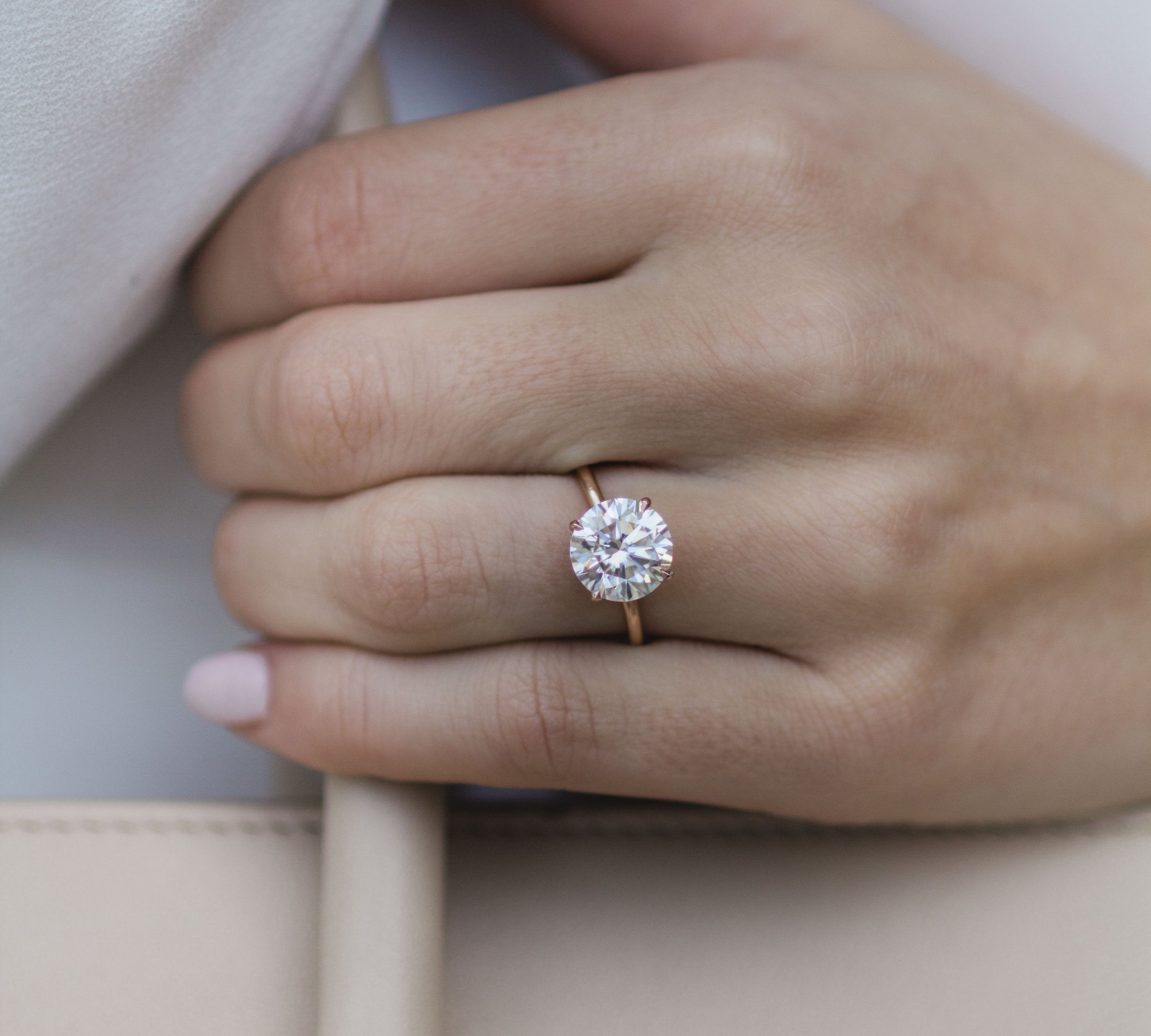 3.0 CT Round Solitaire Moissanite Engagement Ring 1