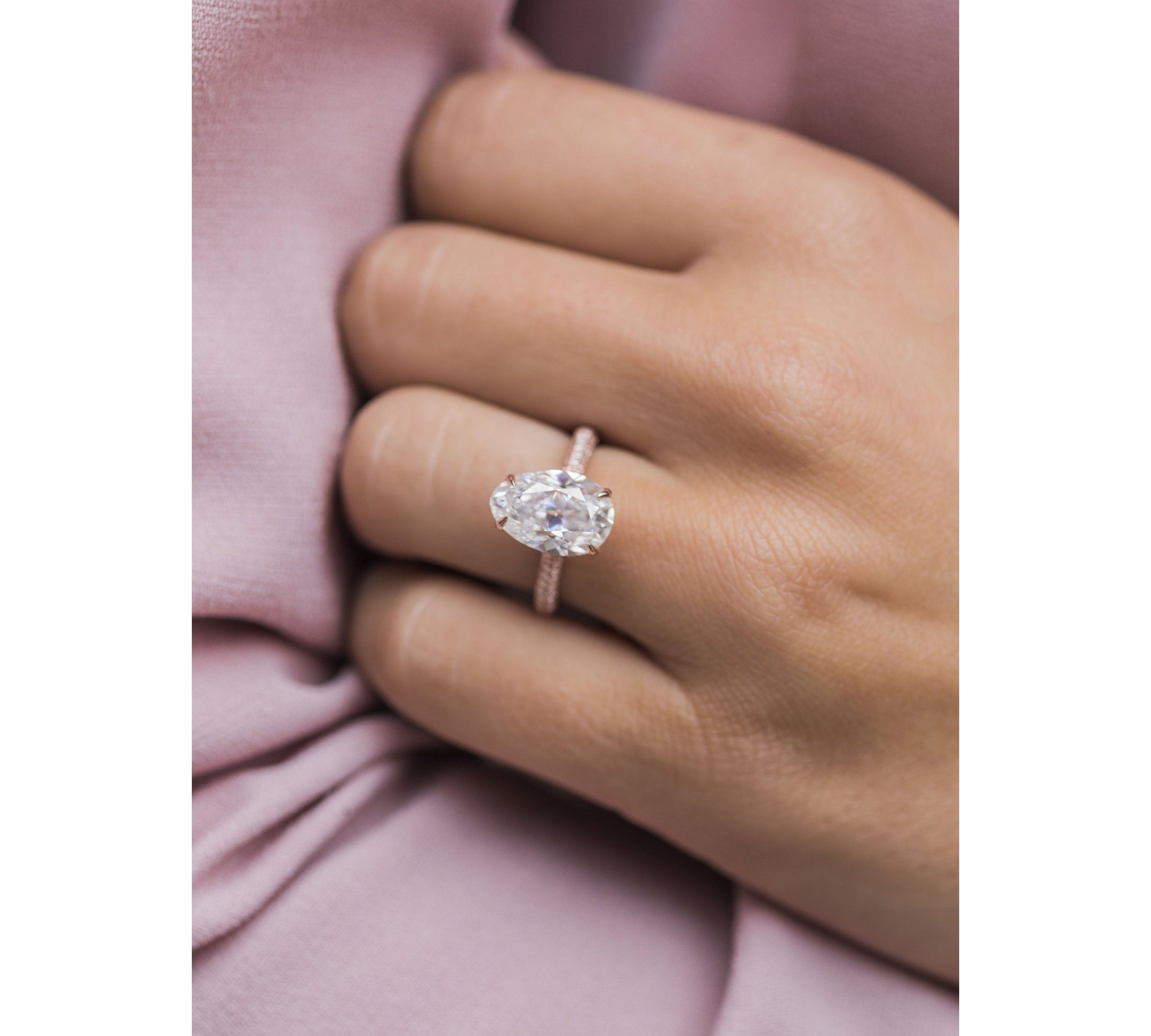 3.20 CT Pear Solitaire Hidden Halo & Pave Moissanite Engagement Ring 1