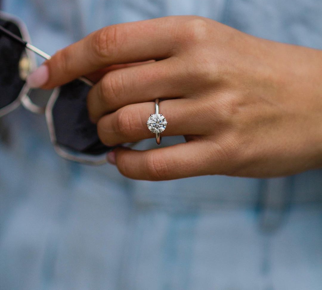 2.10 CT Rose Round Solitaire Moissanite Engagement Ring 3