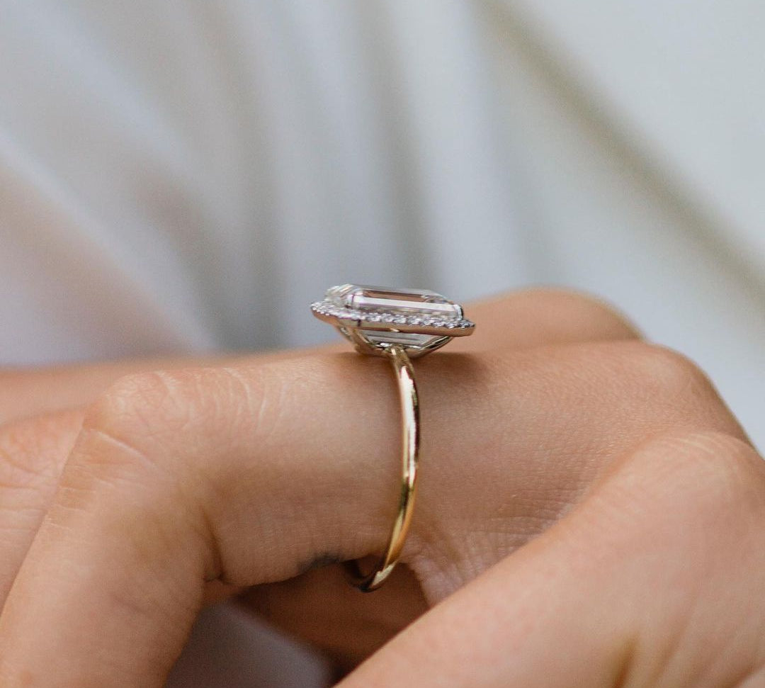 3.0 CT Emerald Halo Moissanite Engagement Ring 3