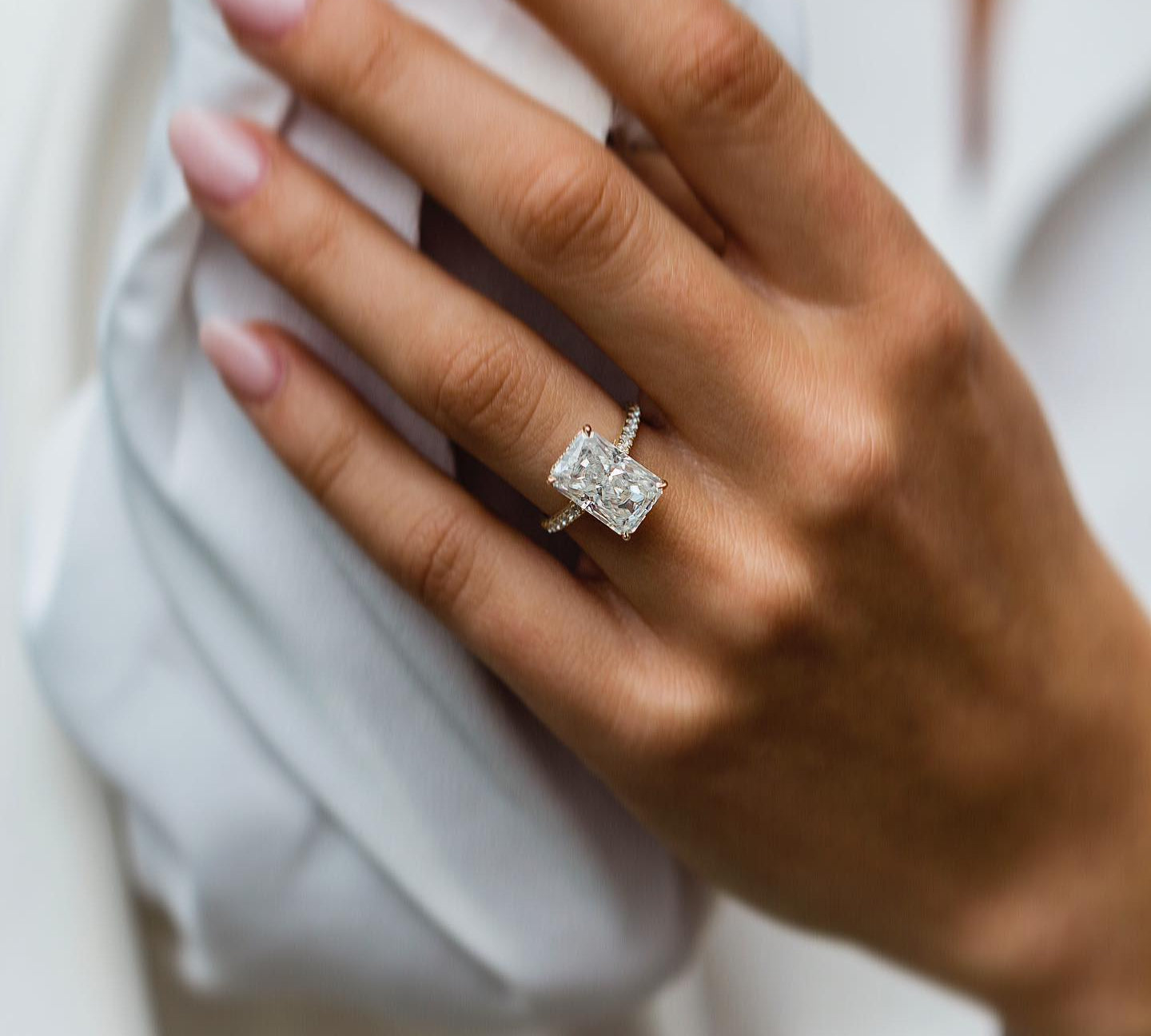 4.80 CT Radiant Solitaire Hidden Halo Moissanite Engagement Ring 2