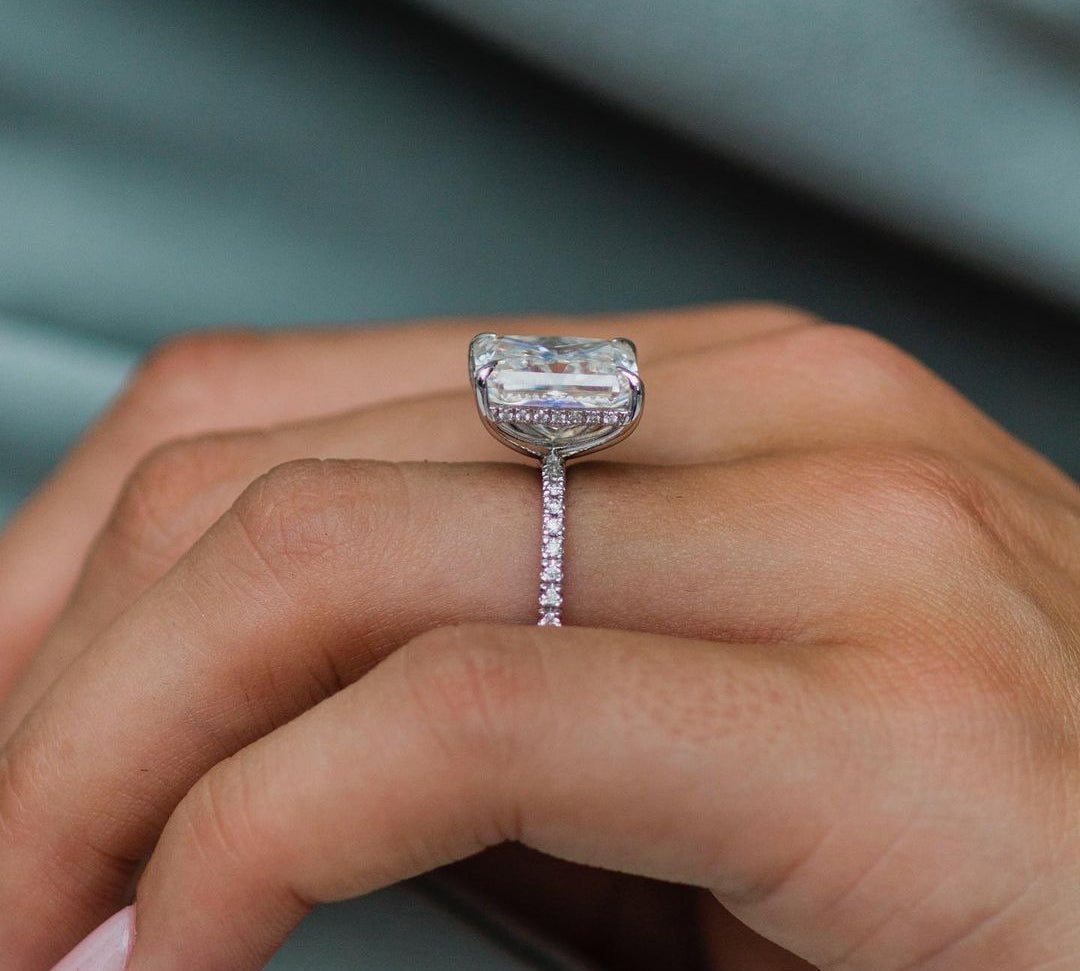 4.79 CT Radiant Solitaire Hidden Halo Moissanite Engagement Ring 3