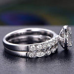 1.0 CT Round Cut Halo Moissanite Bridal Ring Set 4