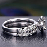 1.0 CT Round Cut Halo Moissanite Bridal Ring Set 4