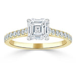 1.0 CT Asscher Cut Solitaire Pave Setting Moissanite Engagement Ring 5