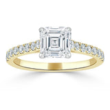 1.0 CT Asscher Cut Solitaire Pave Setting Moissanite Engagement Ring 5
