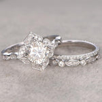 1.0 CT Cushion Floral Style Moissanite Bridal Ring Set 3