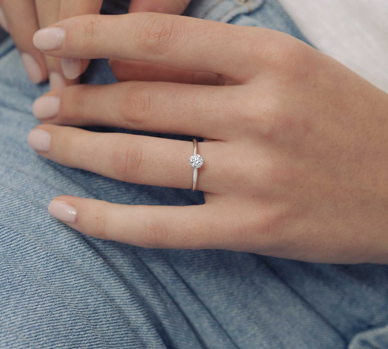 0.50 CT Round Shaped Moissanite Solitaire Engagement Ring 3