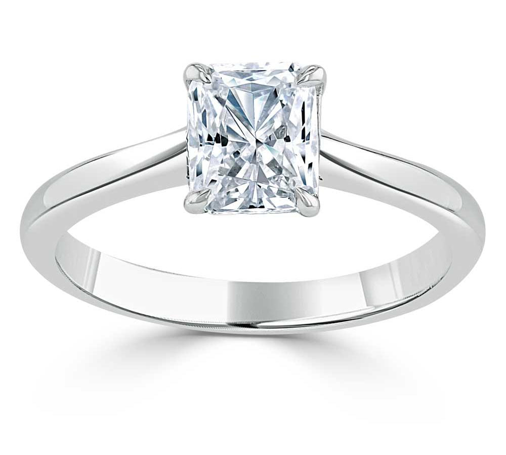 1.0 CT Radiant Cut Solitaire Moissanite Engagement Ring 2