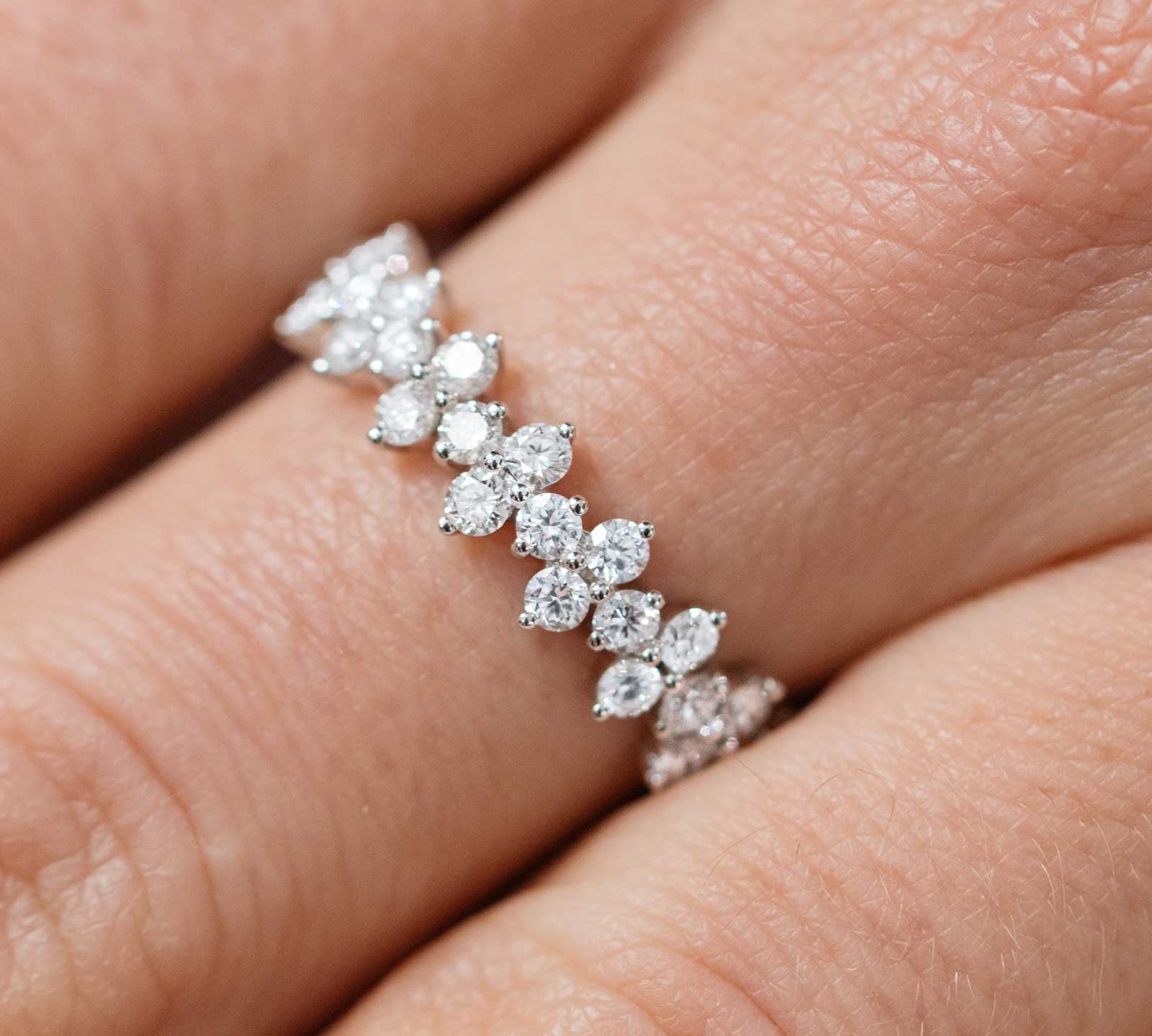 1.20 CT Round Shaped Moissanite Cluster Wedding Band 2