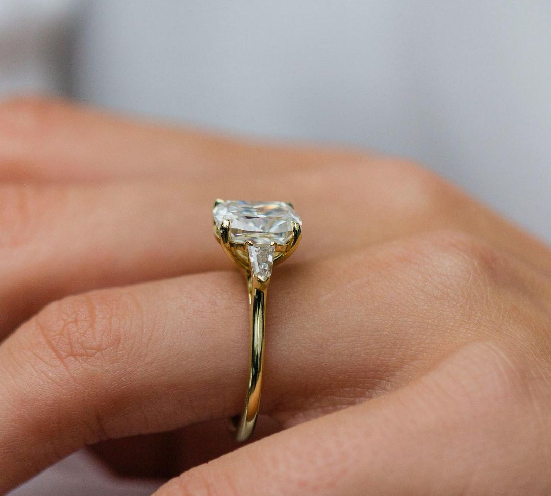 3.15 CT Cushion Three Stone Moissanite Engagement Ring 2