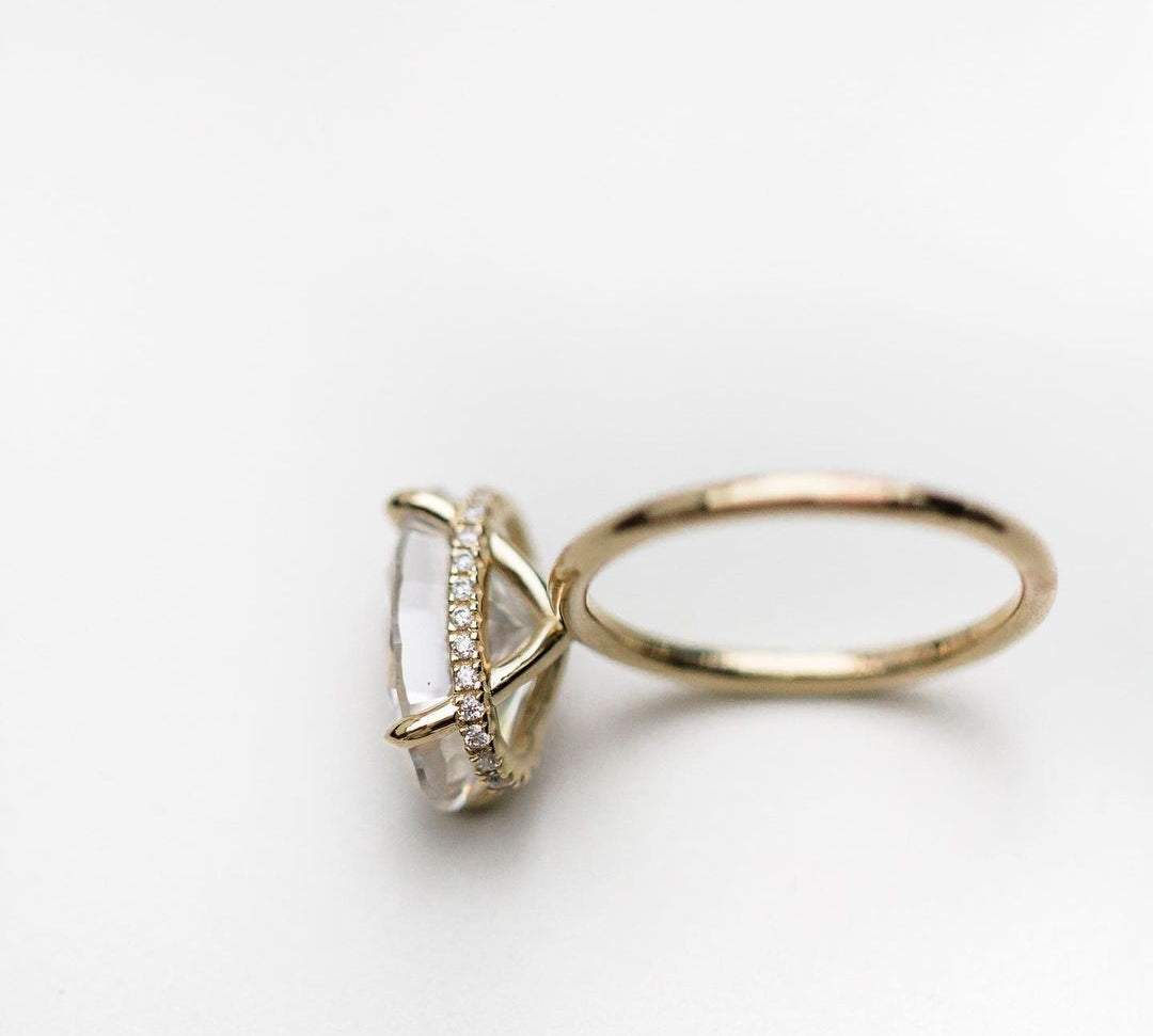 4.40 CT Oval Solitaire Hidden Halo Moissanite Engagement Ring 2