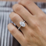 3.40 CT Oval Solitaire Hidden Halo & Pave Moissanite Engagement Ring 3