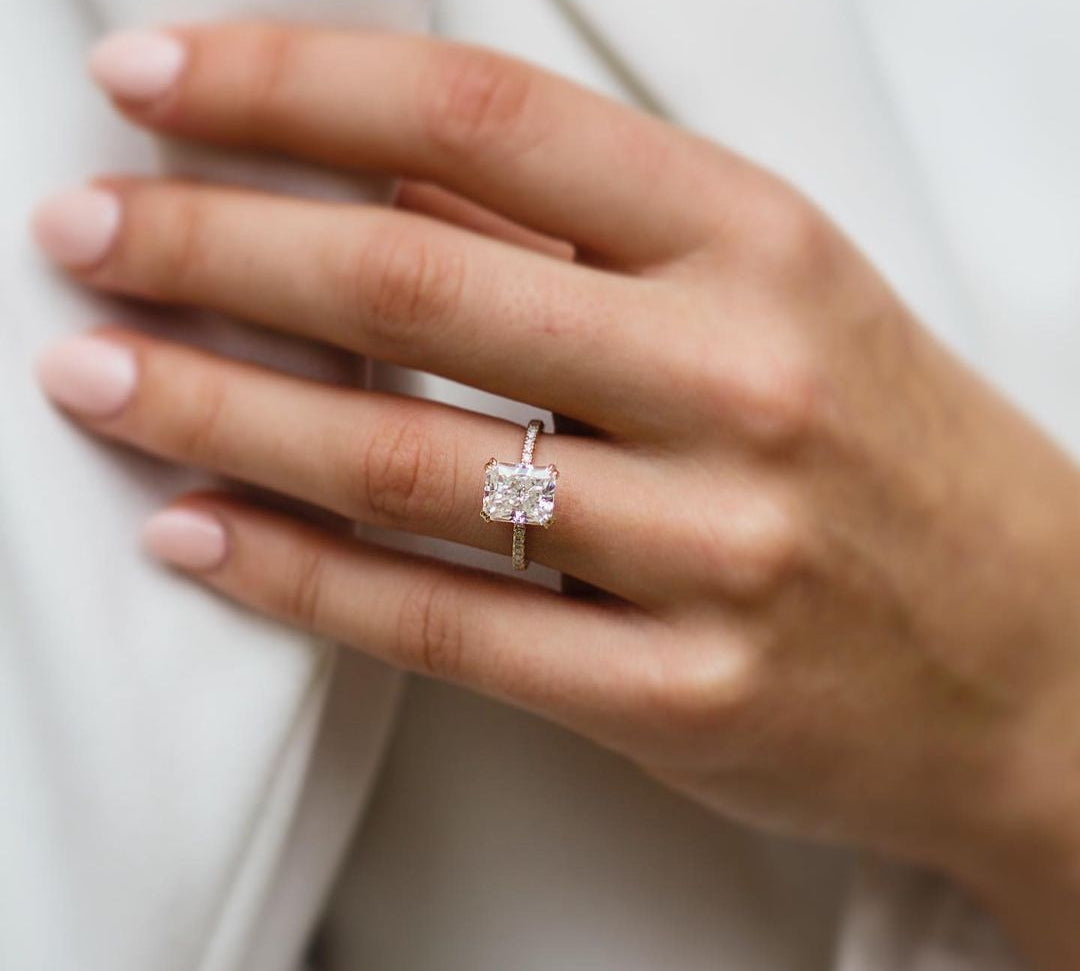 2.40 CT Radiant Solitaire Moissanite Engagement Ring 3