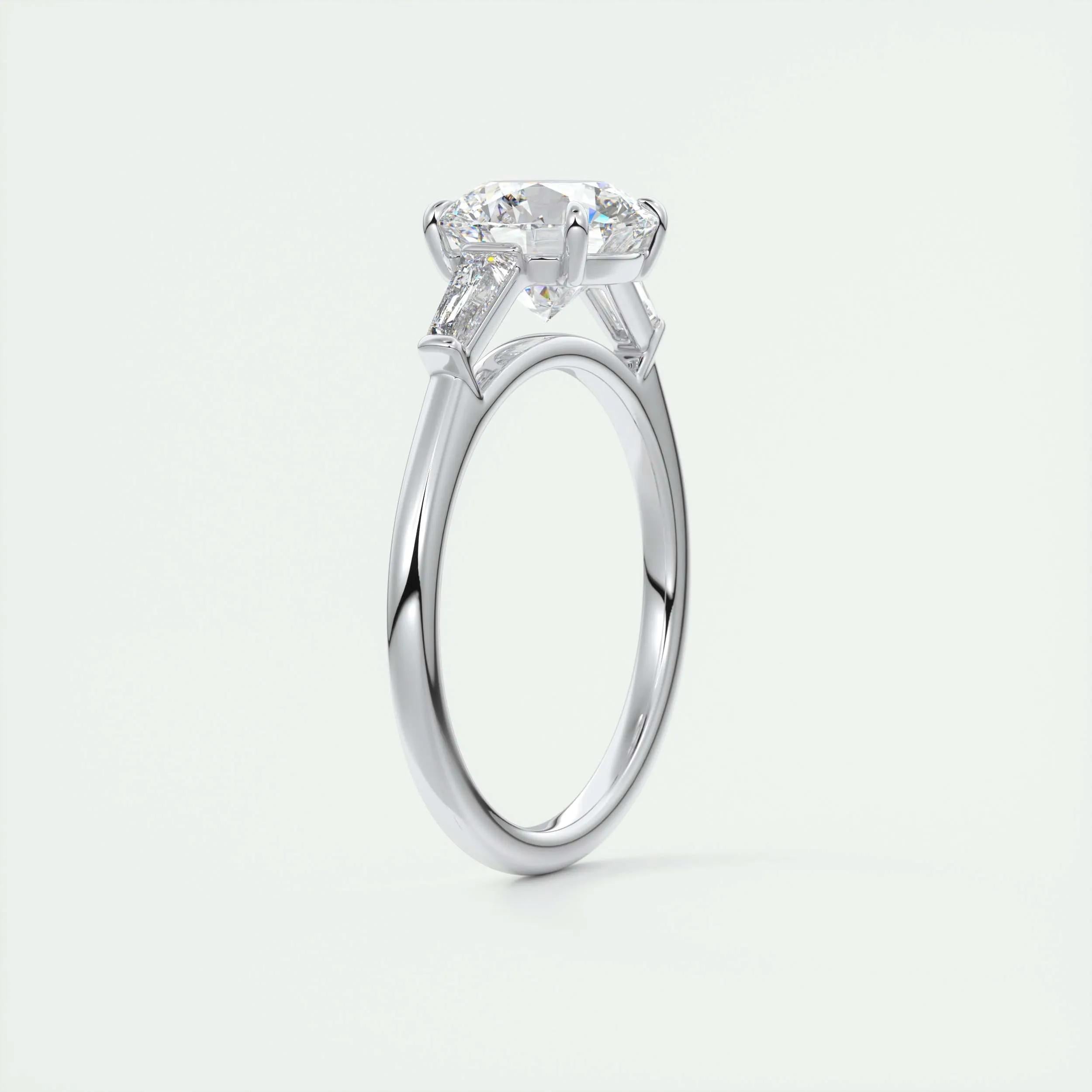 2 CT Round Three Stone CVD F/VS1 Diamond Engagement Ring 8