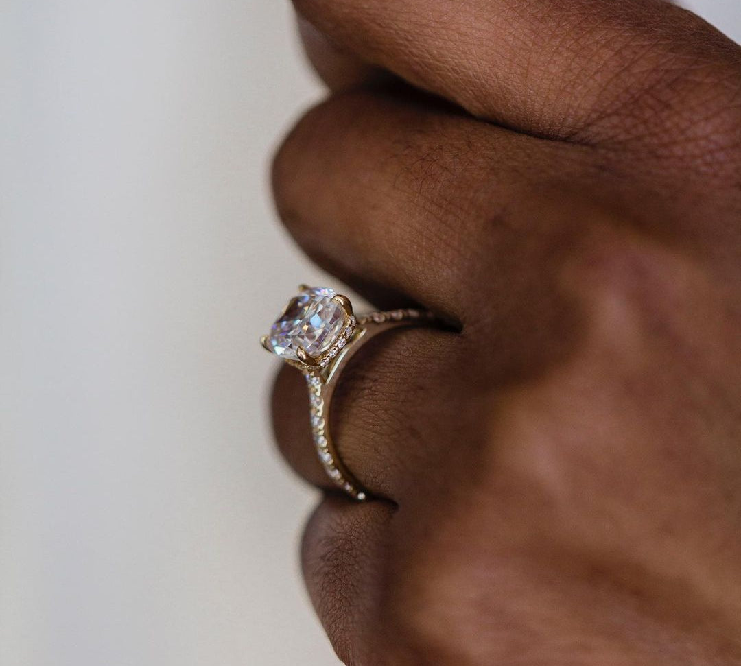 2.80 CT Cushion Hidden Halo Moissanite Engagement Ring 3